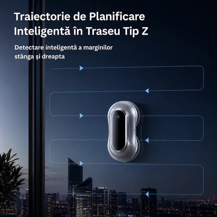 Robot de Spălat Geamuri Profesional, Pulverizare Bidirecțională Automată, Navigare AI, Detectare Margini, Telecomandă, Sistem Anti-Cădere